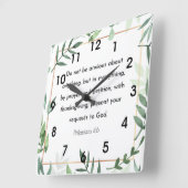 Horloge Carrée Philippiens 4:6, Verse biblique, (Angle)