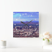 Horloge Carrée Phoenix Arizona Skyline en journée (Maison)