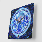 Horloge Carrée Phoenix bleu (Angle)