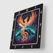 Horloge Carrée Phoenix Flames Sur Le Canyon Lune (Angle)