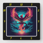 Horloge Carrée Phoenix Mystique Sur La Vallée De Starlit (Recto)