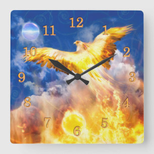 Horloge Carrée Phoenix Oiseau S'ÉLÈVE AU-DESSUS DE VOS PROBLÈMES
