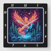 Horloge Carrée Phoenix Vol Au-Dessus De Midnight Ridge (Recto)
