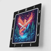 Horloge Carrée Phoenix Vol Au-Dessus De Midnight Ridge (Angle)