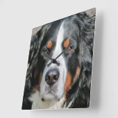 Horloge Carrée Photo Bernese Mountain Dog (Angle)