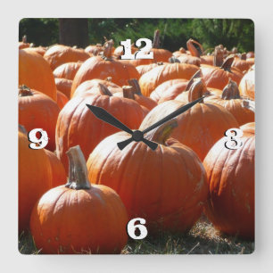 Horloge Carrée Photo citrouille pour automne, Halloween ou Thanks