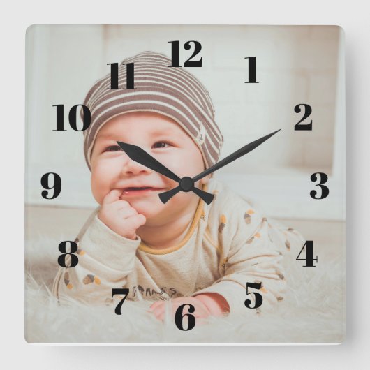 Horloge Carrée Photo Clock Custom Wall Clock Add Your Own Photo (Recto)