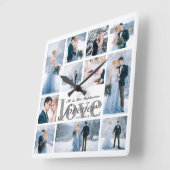 Horloge Carrée Photo Collage Custom Color (Angle)