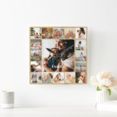 Horloge Carrée Photo Collage Family Simple Frame (Maison)