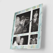 Horloge Carrée Photo Collage Four Driftwood Ocean Beach (Angle)