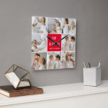 Horloge Carrée Photo collage Maman Red We Love You Best Mother Ve<br><div class="desc">"Collage Photo Mom Red We Love You" est un cadeau magnifique et sentimental qui est parfait pour montrer à votre mère combien vous appréciez et aimez-la. Ce cadeau comprend un collage de photos, soigneusement arrangé pour mettre en valeur certains de vos souvenirs les plus chers avec votre mère. Ce cadeau...</div>