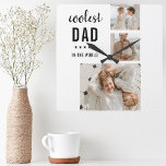 Horloge Carrée Photo Collage moderne Happy Fête des pères Cadeau<br><div class="desc">Le cadeau "Modern Collage Photo Colorful Best Dad Ever" est un cadeau personnalisé et unique pour tout père qui mérite d'être célébré. Le cadeau est une photo collage composée de plusieurs images individuelles qui ont été soigneusement arrangées pour créer un design étonnant et attrayant. Le don est une excellente façon...</div>