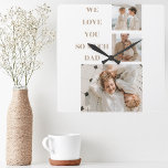 Horloge Carrée Photo Collage moderne & We Love Papa Cadeaux<br><div class="desc">Les cadeaux "We Love Dad" sont des cadeaux réfléchis et réconfortants qui célèbrent l'amour et l'appréciation des pères. Ces cadeaux sont souvent donnés à des occasions spéciales comme la Fête des pères, les anniversaires, ou n'importe quel jour que vous voulez express gratitude pour l'amour et le soutien de votre père....</div>