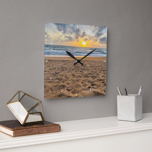 Horloge Carrée Photo Custom Family Personalized Wall Clock (Bureau)