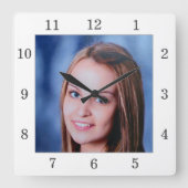 Horloge Carrée Photo Custom Family Personalized Wall Clock (Recto)