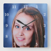 Horloge Carrée Photo Custom Family Personalized Wall Clock (Recto)