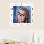 Horloge Carrée Photo Custom Family Personalized Wall Clock<br><div class="desc">Upload a photo, and easily create your personalized photo wall clock. You can TRANSFER this DESIGN on other Zazzle products and adjust it to fit most of the Zazzle items. Standard Studio designs are made in high-resolution vector graphics for a professional print. Thank you for choosing our designs and stop...</div>