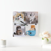 Horloge Carrée Photo customisée Cute Chat (Maison)