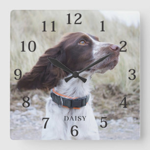 Horloge Carrée Photo de chien personnalisée adorable