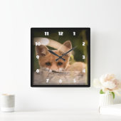 Horloge Carrée Photo de Cute Little Orange Fox (Maison)