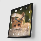 Horloge Carrée Photo de Cute Little Orange Fox (Angle)