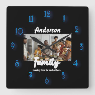 Horloge Carrée Photo de famille 📸 👨 ‍ 👩 ‍ 👧 ‍ 👦 Amour coloré