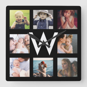 Horloge Carrée Photo de Family Collage Custom personalized