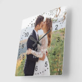 Horloge Carrée photo de jour de mariage (Angle)