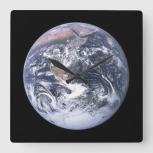Horloge Carrée Photo de la Terre Blue Marble Vintage