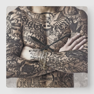 Horloge Carrée Photo de tatouage corporel masculin