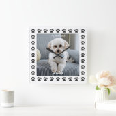 Horloge Carrée Photo du chien, nom, Mon meilleur ami, Empreintes  (Maison)