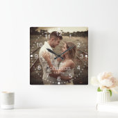 Horloge Carrée photo du jour de mariage (Maison)