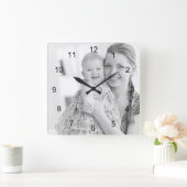 Horloge Carrée Photo et numéros, faites votre propre photo (Maison)
