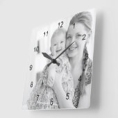 Horloge Carrée Photo et numéros, faites votre propre photo (Angle)