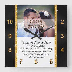 Horloge Carrée Photo et personnalisée, cadeau Mariage de l'horlog