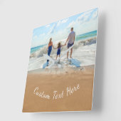 Horloge Carrée Photo et texte de Wall Clock with Your Family (Angle)