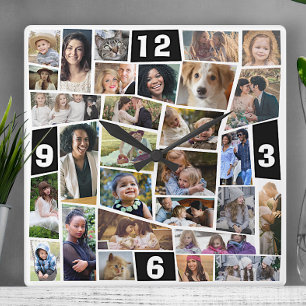 Horloge Carrée Photo Family Collage 29 Cut Out Pics Easy Template