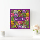 HORLOGE CARRÉE PHOTO FLEUR SAUVAGE PURPLE MIRACLES DESIGN (Maison)
