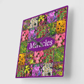 HORLOGE CARRÉE PHOTO FLEUR SAUVAGE PURPLE MIRACLES DESIGN (Angle)
