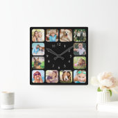 Horloge Carrée Photo moderne du Personalized Black Acrylic Wall C (Maison)