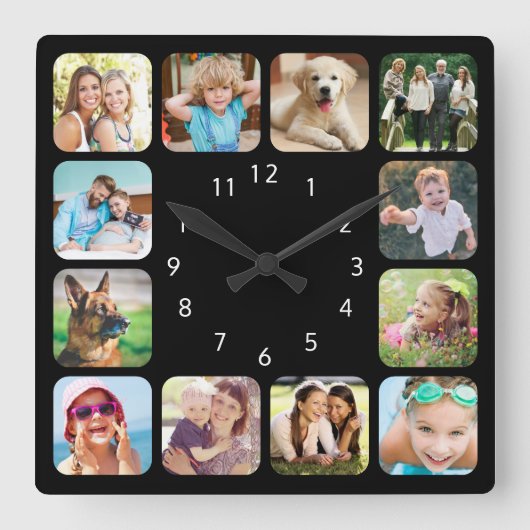 Horloge Carrée Photo moderne du Personalized Black Acrylic Wall C (Recto)