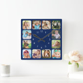 Horloge Carrée Photo moderne Personalized Navy Blue (Maison)