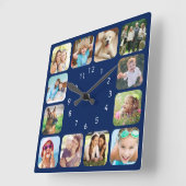 Horloge Carrée Photo moderne Personalized Navy Blue (Angle)