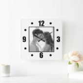 Horloge Carrée Photo Noir Et Blanc Simple Et Moderne (Maison)