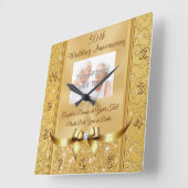 Horloge Carrée Photo Personalized 50th Wedding Anniversary Clocks (Angle)