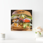 Horloge Carrée Photo Personalized Hamburger Acrylic Wall Clock (Maison)