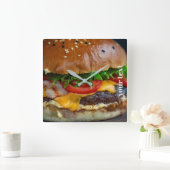 Horloge Carrée Photo Personalized Hamburger Acrylic Wall Clock (Maison)