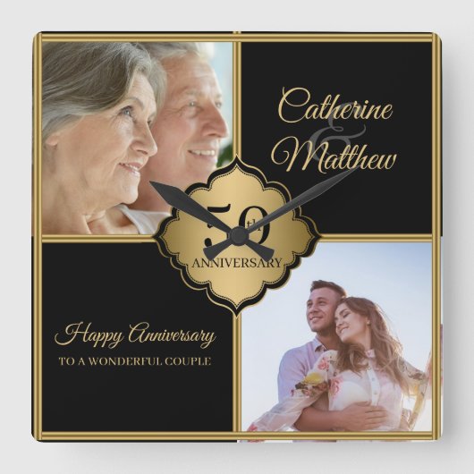 Horloge Carrée Photo personnalisé pour l'anniversaire  (Recto)