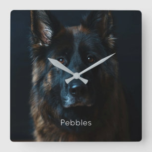 Horloge Carrée Photo personnalisée berger allemand