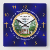 Horloge Carrée Photo, Personnalisée, Dons chrétiens pour pasteurs (Recto)